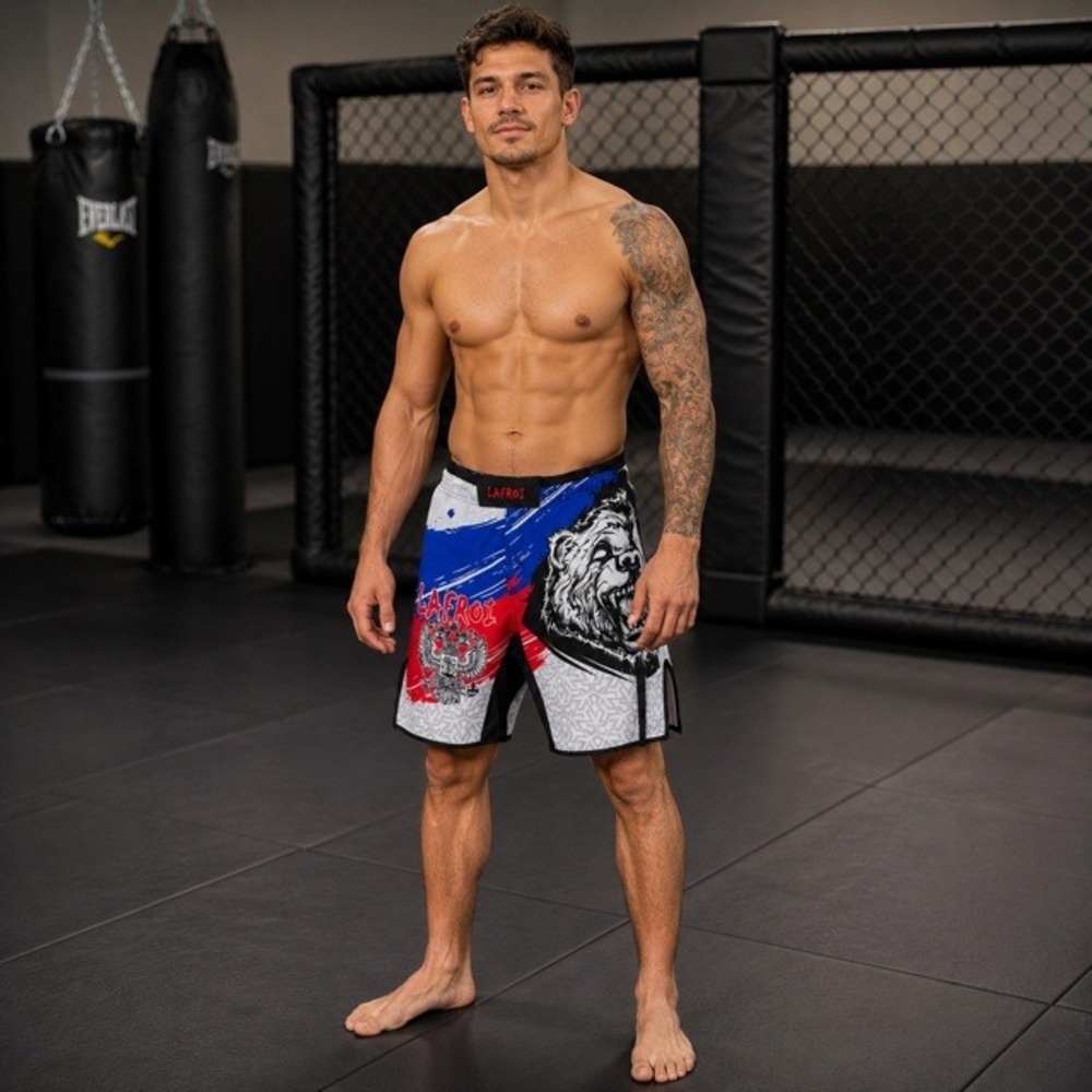 Lafroi Martial Arts Shorts Blue Red Bear Eagle Graphic Mens SM